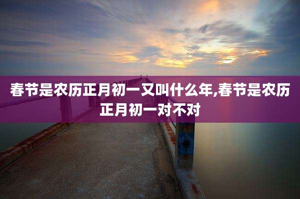 春节是农历正月初一又叫什么年,春节是农历正月初一对不对