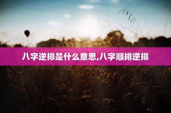 八字逆排是什么意思,八字顺排逆排