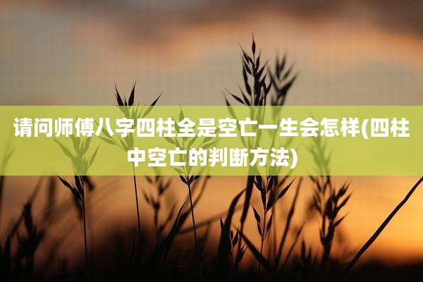 请问师傅八字四柱全是空亡一生会怎样(四柱中空亡的判断方法)