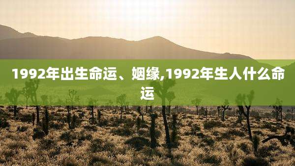 1992年出生命运、姻缘,1992年生人什么命运