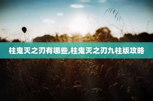 柱鬼灭之刃有哪些,柱鬼灭之刃九柱版攻略