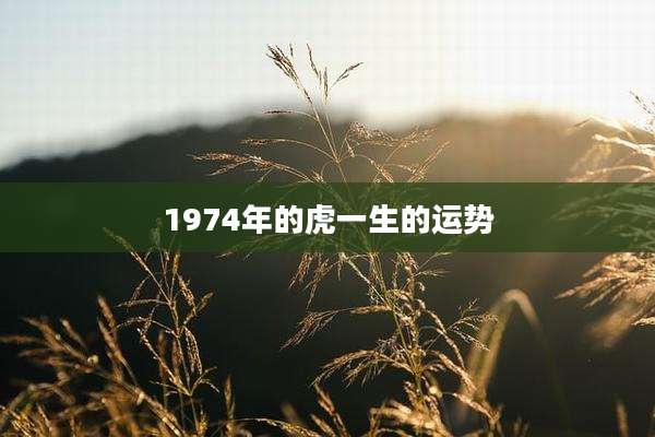 1974年的虎一生的运势
