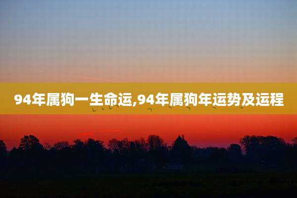 94年属狗一生命运,94年属狗年运势及运程