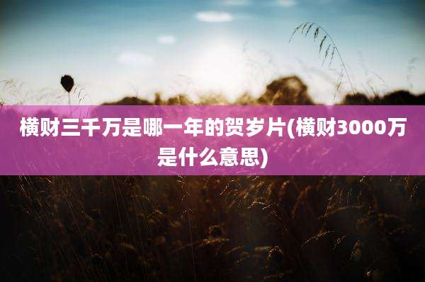 横财三千万是哪一年的贺岁片(横财3000万是什么意思)