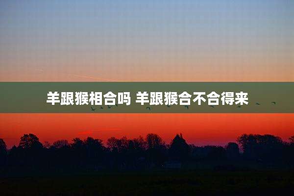 羊跟猴相合吗 羊跟猴合不合得来