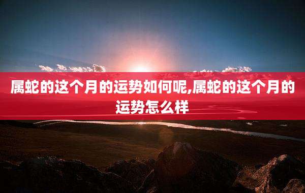 属蛇的这个月的运势如何呢,属蛇的这个月的运势怎么样