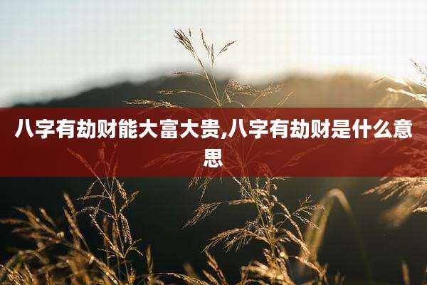 八字有劫财能大富大贵,八字有劫财是什么意思