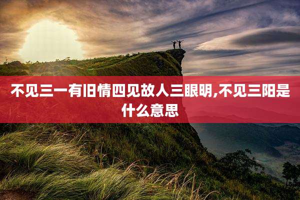 不见三一有旧情四见故人三眼明,不见三阳是什么意思