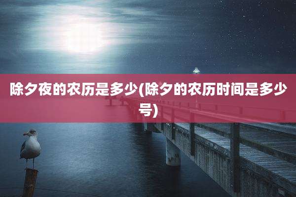 除夕夜的农历是多少(除夕的农历时间是多少号)