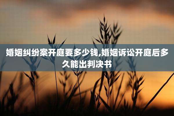 婚姻纠纷案开庭要多少钱,婚姻诉讼开庭后多久能出判决书