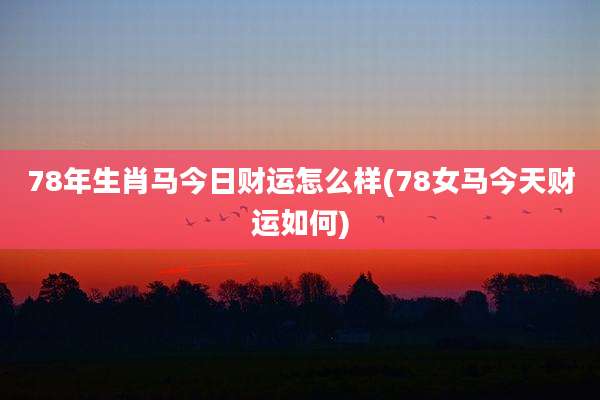 78年生肖马今日财运怎么样(78女马今天财运如何)