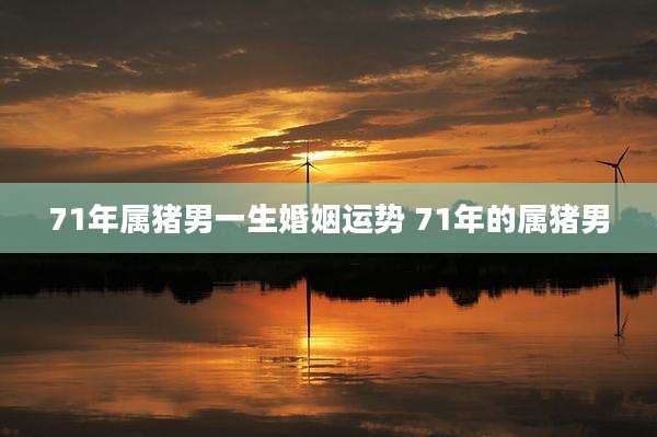 71年属猪男一生婚姻运势 71年的属猪男