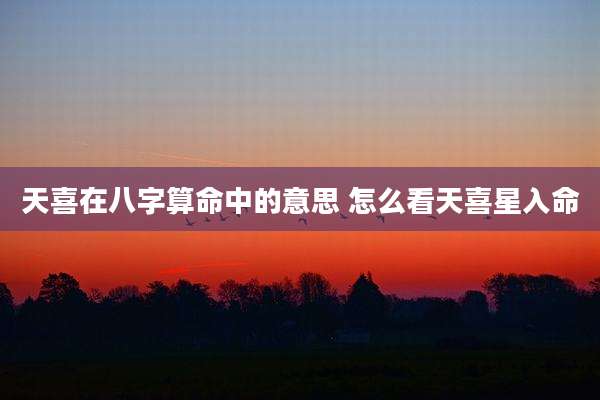 天喜在八字算命中的意思 怎么看天喜星入命
