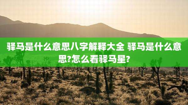 驿马是什么意思八字解释大全 驿马是什么意思?怎么看驿马星?