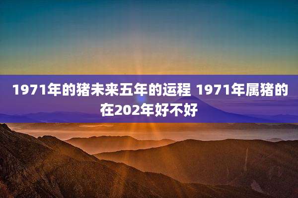 1971年的猪未来五年的运程 1971年属猪的在202年好不好