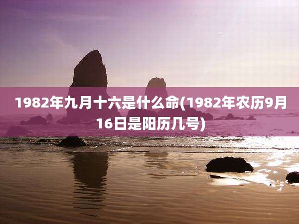 1982年九月十六是什么命(1982年农历9月16日是阳历几号)