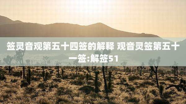 签灵音观第五十四签的解释 观音灵签第五十一签:解签51