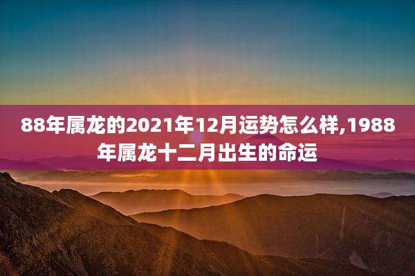 88年属龙的2021年12月运势怎么样,1988年属龙十二月出生的命运