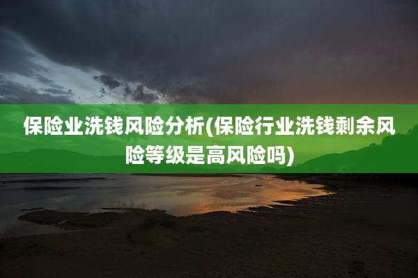 保险业洗钱风险分析(保险行业洗钱剩余风险等级是高风险吗)