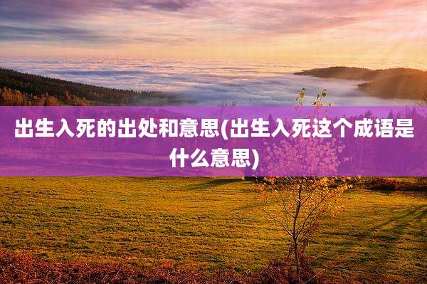 出生入死的出处和意思(出生入死这个成语是什么意思)