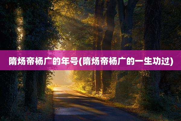 隋炀帝杨广的年号(隋炀帝杨广的一生功过)