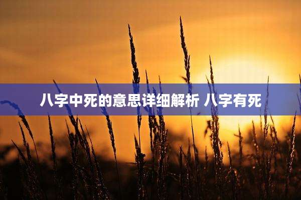 八字中死的意思详细解析 八字有死