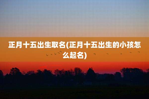 正月十五出生取名(正月十五出生的小孩怎么起名)