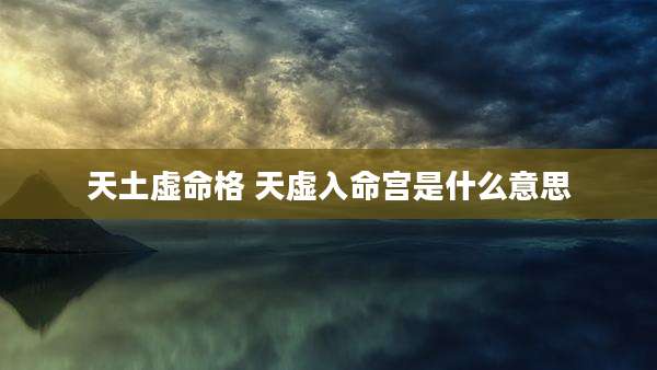 天土虚命格 天虚入命宫是什么意思