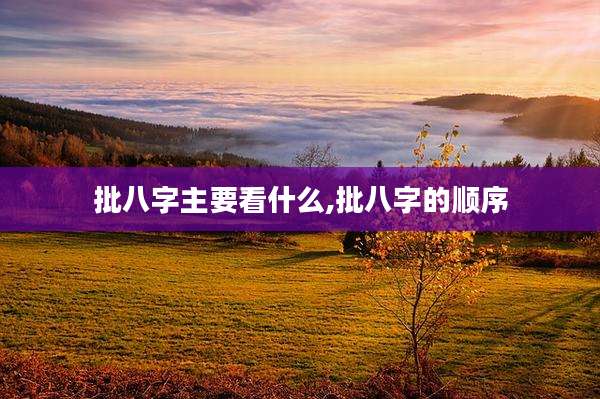 批八字主要看什么,批八字的顺序