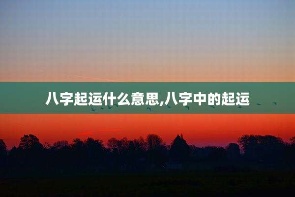 八字起运什么意思,八字中的起运