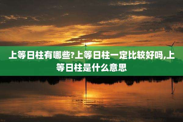 上等日柱有哪些?上等日柱一定比较好吗,上等日柱是什么意思