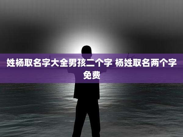 姓杨取名字大全男孩二个字 杨姓取名两个字免费