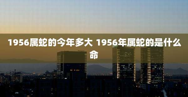 1956属蛇的今年多大 1956年属蛇的是什么命