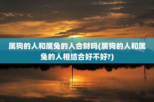 属狗的人和属兔的人合财吗(属狗的人和属兔的人相结合好不好?)
