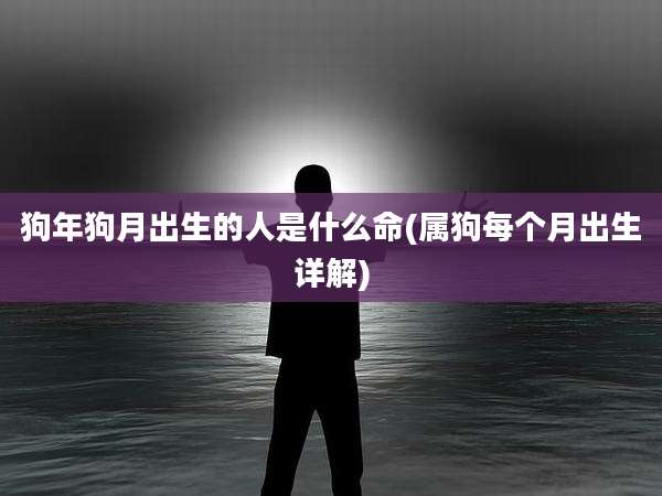 狗年狗月出生的人是什么命(属狗每个月出生详解)