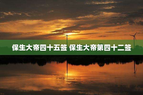保生大帝四十五签 保生大帝第四十二签