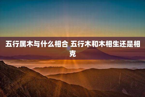 五行属木与什么相合 五行木和木相生还是相克