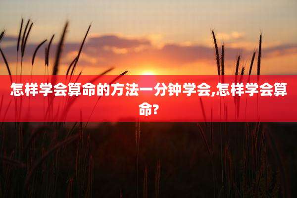 怎样学会算命的方法一分钟学会,怎样学会算命?