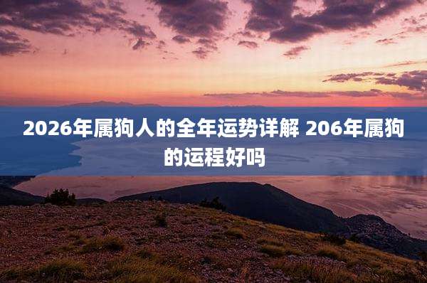 2026年属狗人的全年运势详解 206年属狗的运程好吗