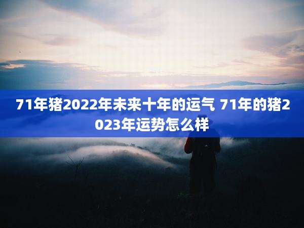 71年猪2022年未来十年的运气 71年的猪2023年运势怎么样