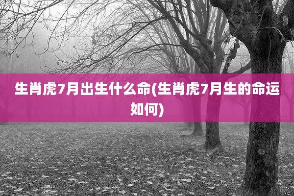 生肖虎7月出生什么命(生肖虎7月生的命运如何)