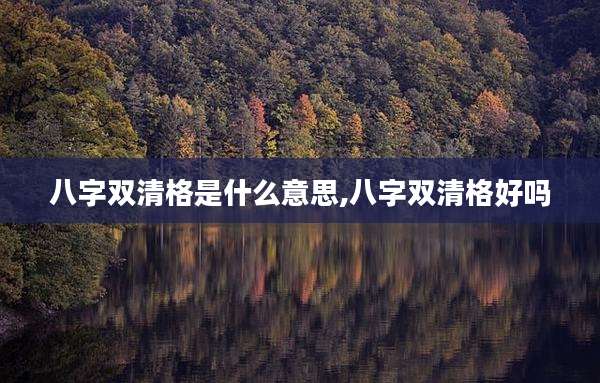 八字双清格是什么意思,八字双清格好吗