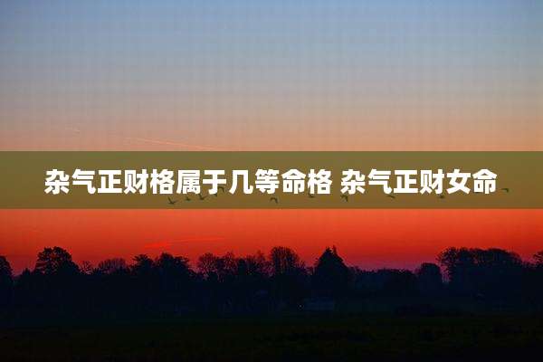 杂气正财格属于几等命格 杂气正财女命
