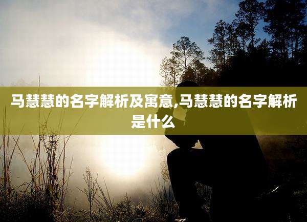 马慧慧的名字解析及寓意,马慧慧的名字解析是什么