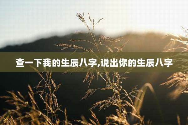查一下我的生辰八字,说出你的生辰八字