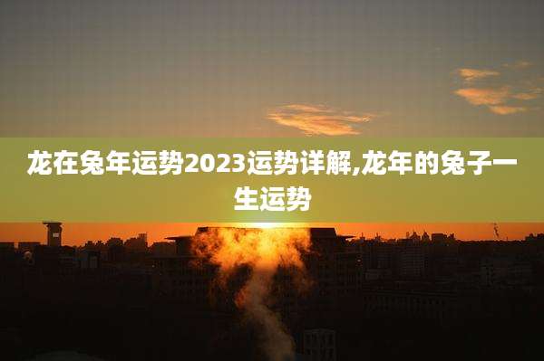 龙在兔年运势2023运势详解,龙年的兔子一生运势