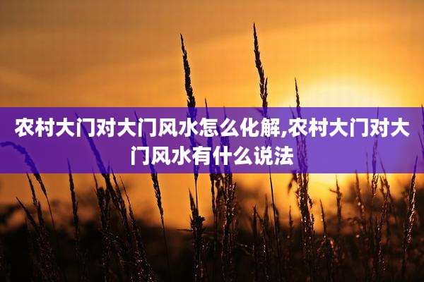 农村大门对大门风水怎么化解,农村大门对大门风水有什么说法
