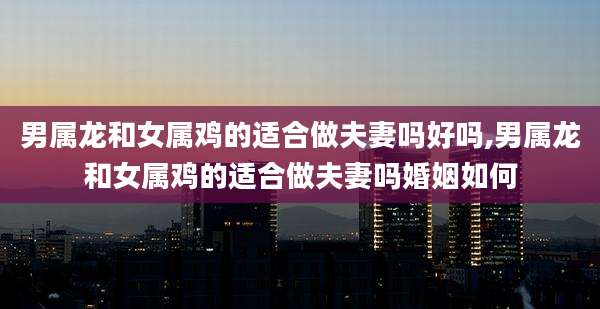 男属龙和女属鸡的适合做夫妻吗好吗,男属龙和女属鸡的适合做夫妻吗婚姻如何