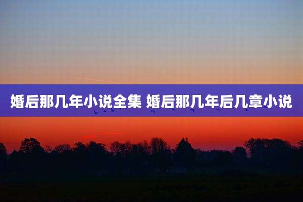 婚后那几年小说全集 婚后那几年后几章小说
