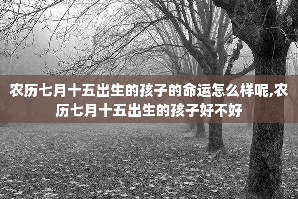 农历七月十五出生的孩子的命运怎么样呢,农历七月十五出生的孩子好不好